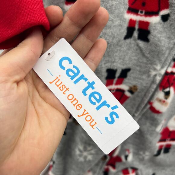 Carter’s Just One You Toddler Striped Santa Fleece Footed Pajama Size 18M - Picture 4 of 8